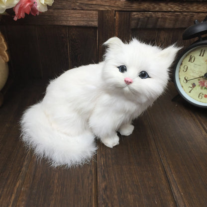 Realistic Plush Toy Simulation Cat Doll White Persian Cats Lifelike Kitten Model Birthday New Year Gift Home Decor Ornament