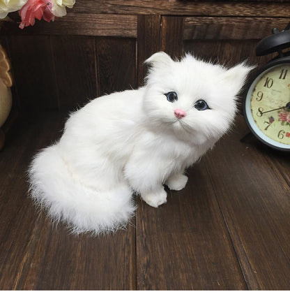 Realistic Plush Toy Simulation Cat Doll White Persian Cats Lifelike Kitten Model Birthday New Year Gift Home Decor Ornament