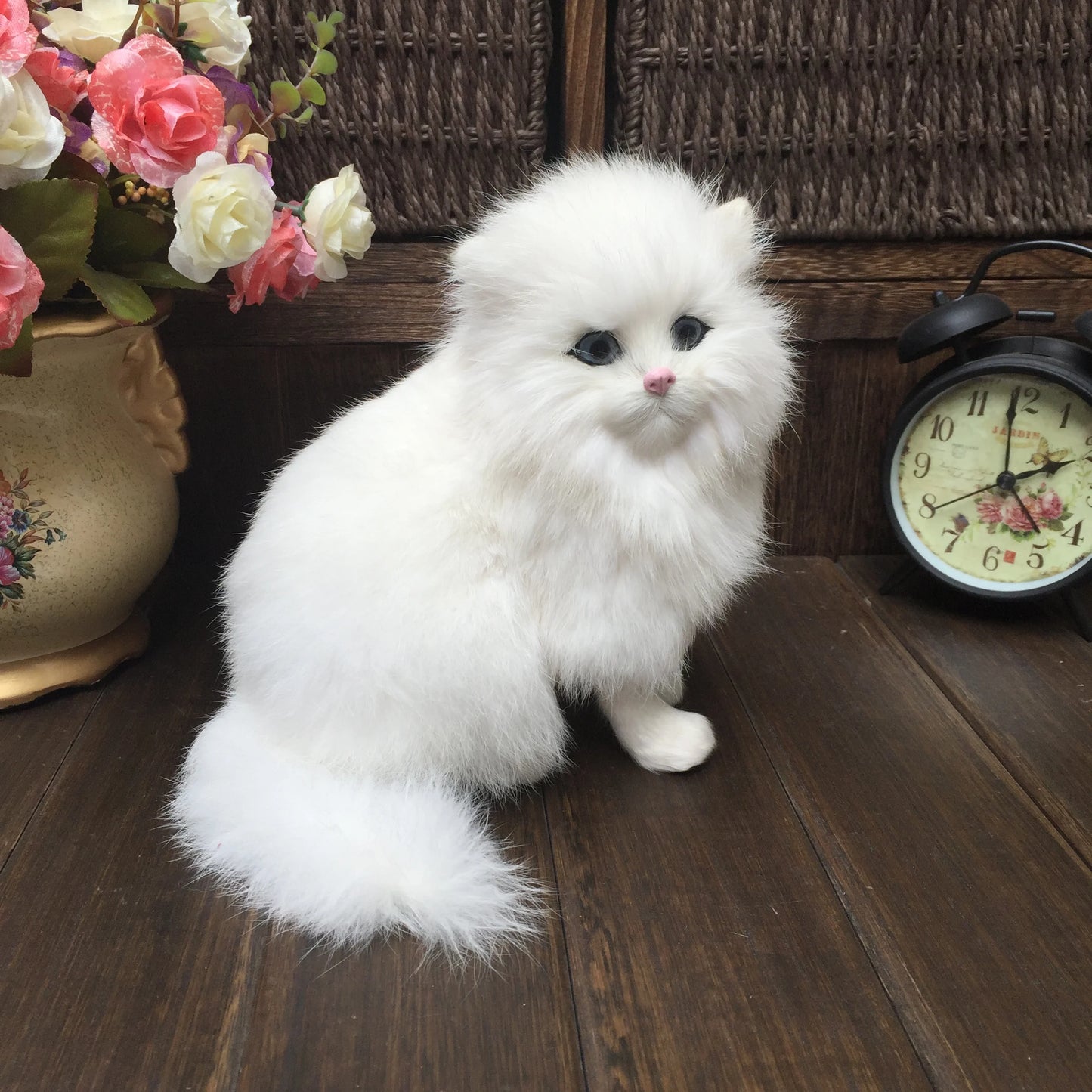 Realistic Plush Toy Simulation Cat Doll White Persian Cats Lifelike Kitten Model Birthday New Year Gift Home Decor Ornament