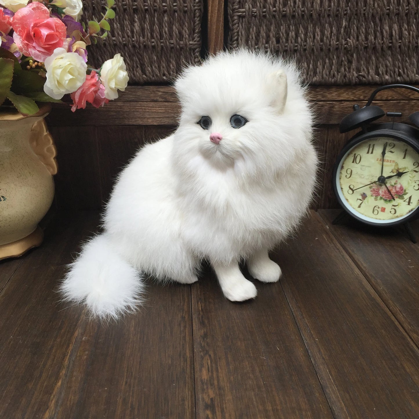 Realistic Plush Toy Simulation Cat Doll White Persian Cats Lifelike Kitten Model Birthday New Year Gift Home Decor Ornament