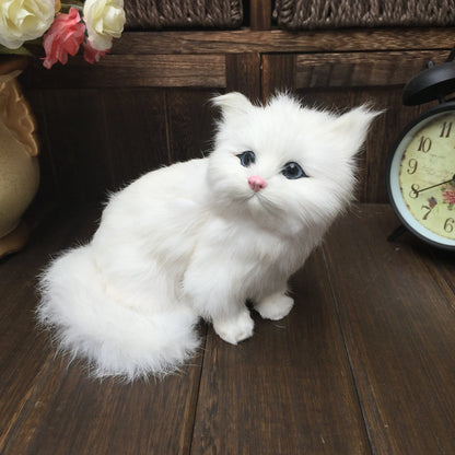 Realistic Plush Toy Simulation Cat Doll White Persian Cats Lifelike Kitten Model Birthday New Year Gift Home Decor Ornament