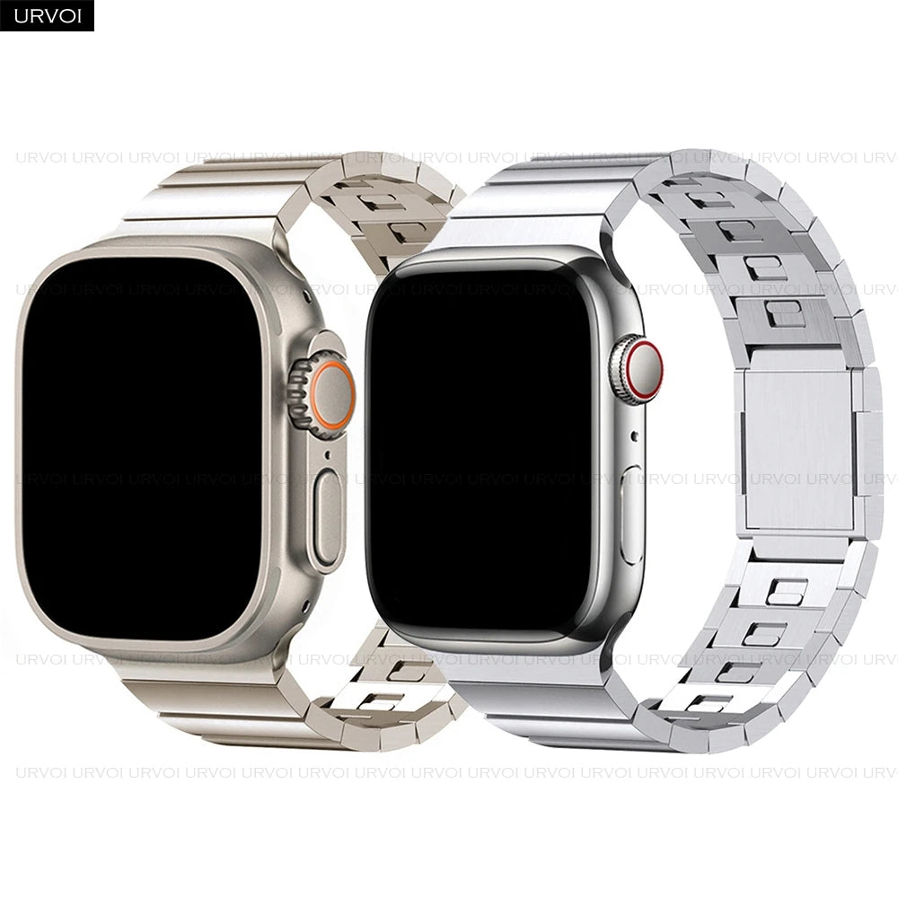 URVOI Link bracelet for Apple Watch Ultra 2 Series 10 9 8 7 6 5 stainless steel strap for iWatch Magnet buckle band 45 46 49 mm