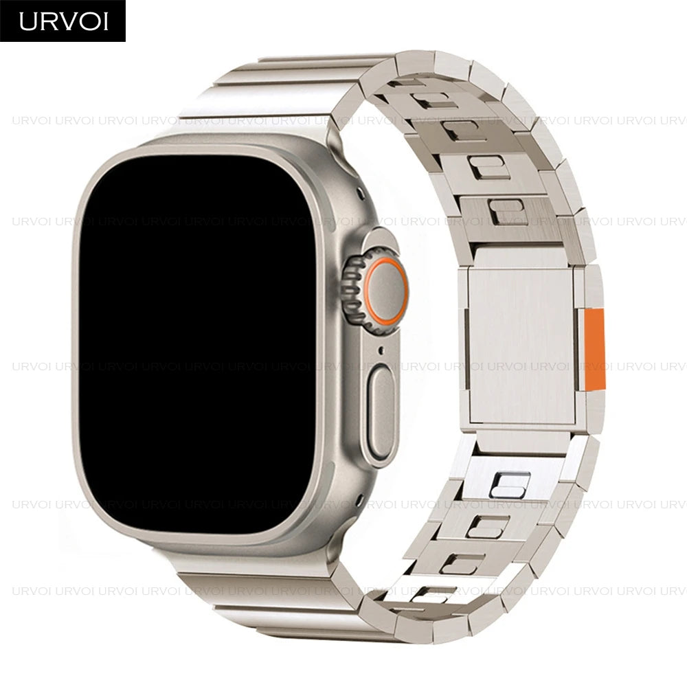 URVOI Link bracelet for Apple Watch Ultra 2 Series 10 9 8 7 6 5 stainless steel strap for iWatch Magnet buckle band 45 46 49 mm