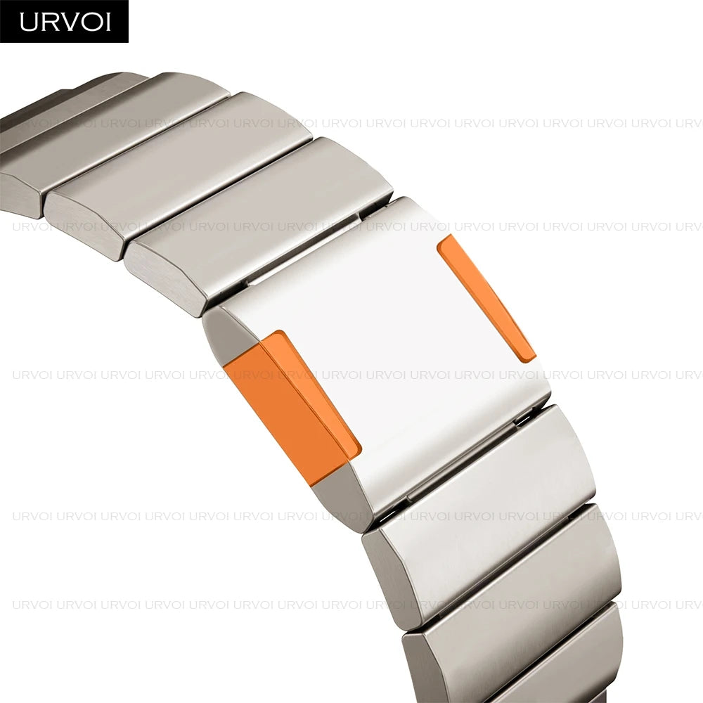 URVOI Link bracelet for Apple Watch Ultra 2 Series 10 9 8 7 6 5 stainless steel strap for iWatch Magnet buckle band 45 46 49 mm